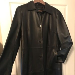 Leather long jacket